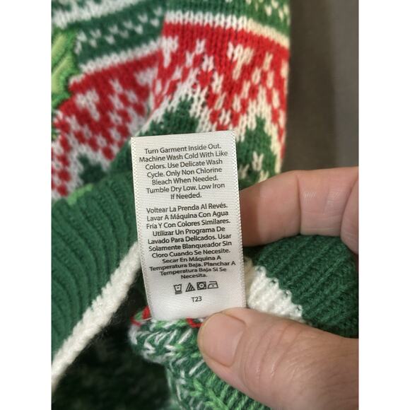 holiday time christmas sweater womens Green Red Cow Santa Hat “Christmas Mooood” - Picture 6 of 8